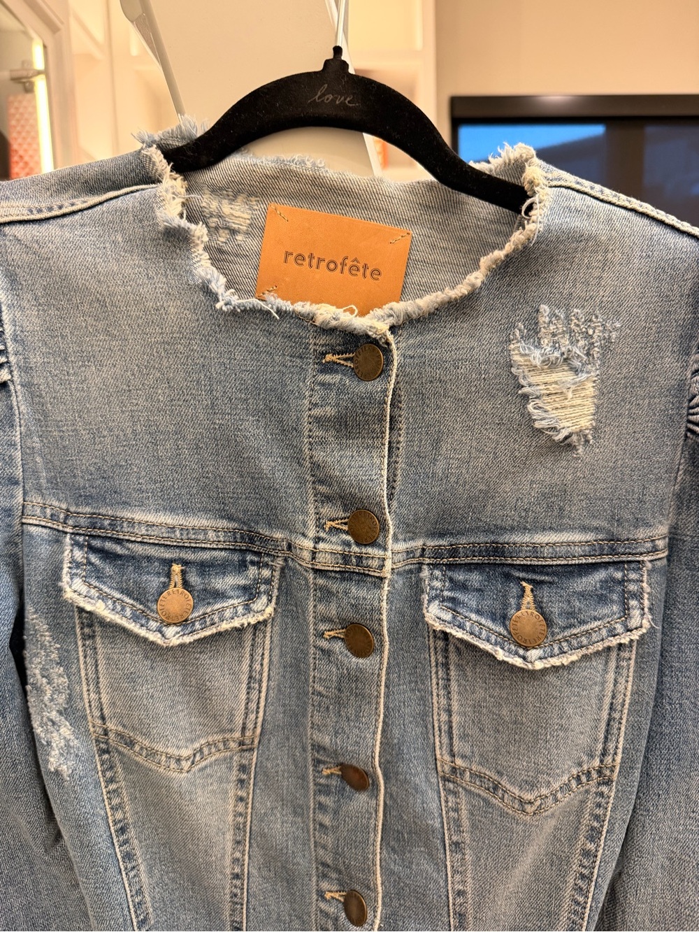 Retrofete Light Blue Denim Button-Front Mini Dress - Picture 4 of 6